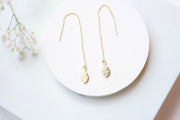 Leaf Threader Earrings - IN A PEACE - gold